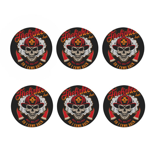 Firefighter Department Skull Print Coaster Set