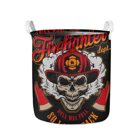 Firefighter Department Skull Print Collapsible Laundry Basket