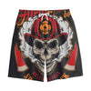 Firefighter Department Skull Print Cotton Shorts