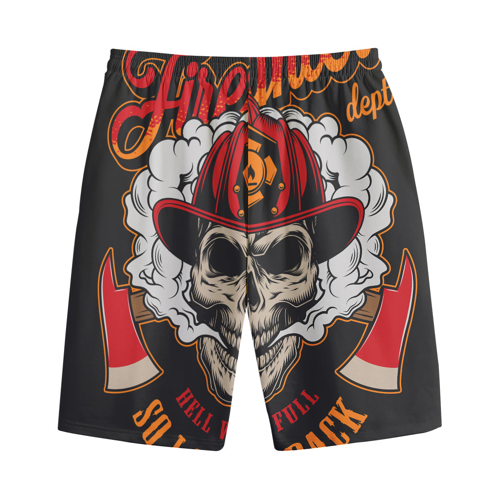 Firefighter Department Skull Print Cotton Shorts