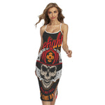 Firefighter Department Skull Print Cross Back Cami Dress
