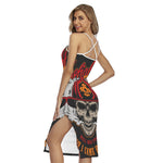 Firefighter Department Skull Print Cross Back Cami Dress