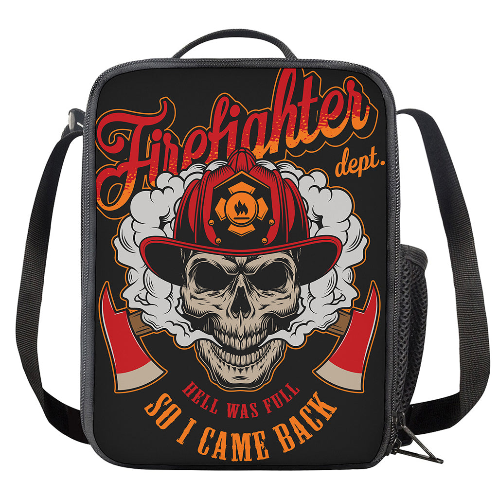 Firefighter Department Skull Print Crossbody Lunch Bag