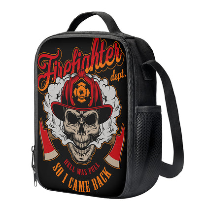 Firefighter Department Skull Print Crossbody Lunch Bag