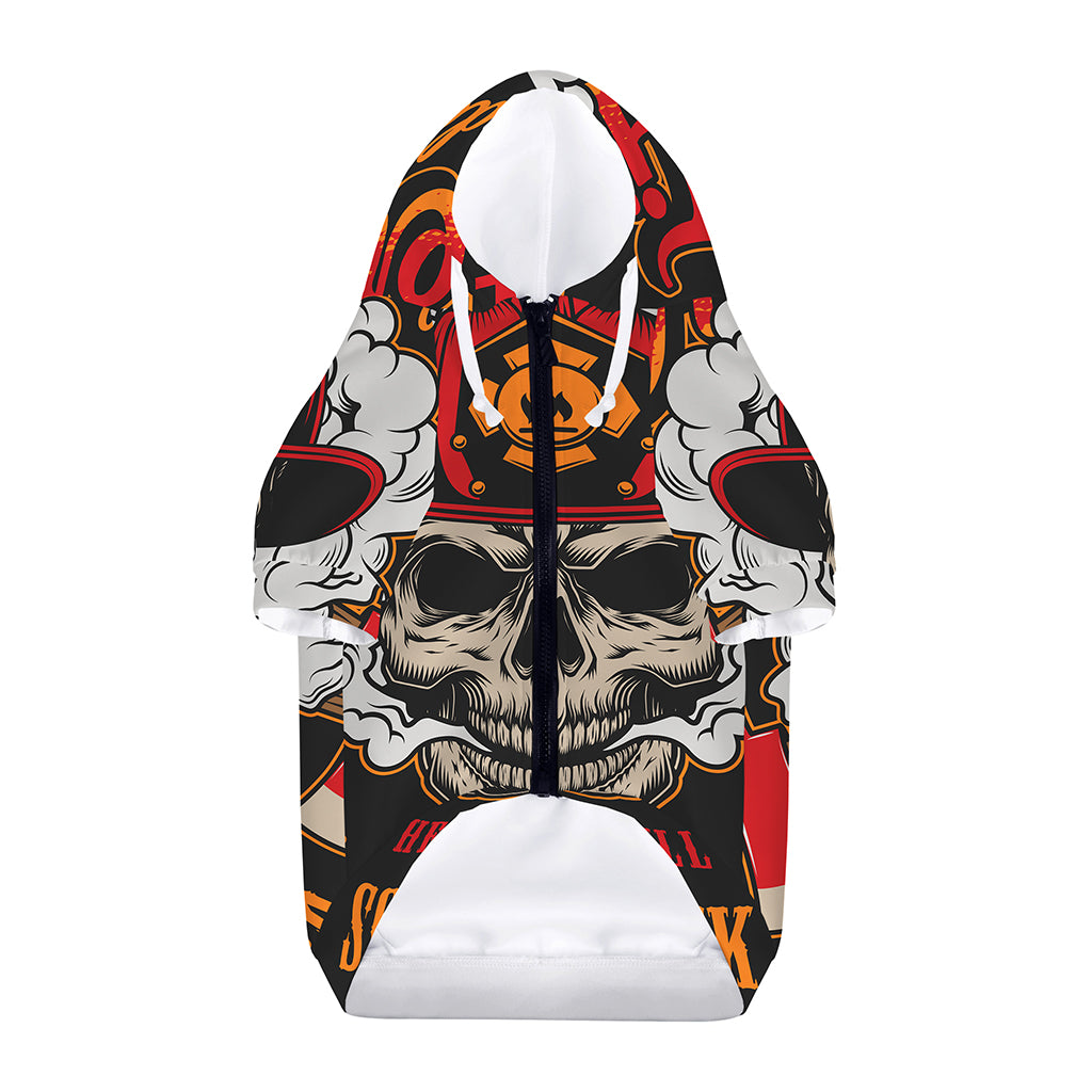 Firefighter Department Skull Print Dog Zip Up Hoodie