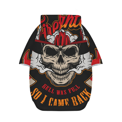Firefighter Department Skull Print Dog Zip Up Hoodie