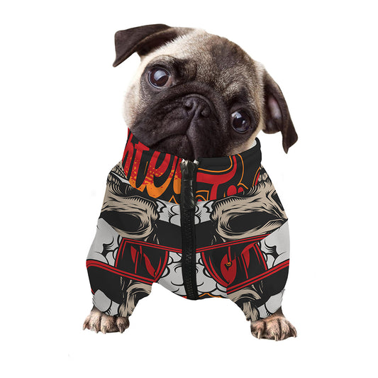 Firefighter Department Skull Print Dog Zip Up Jacket