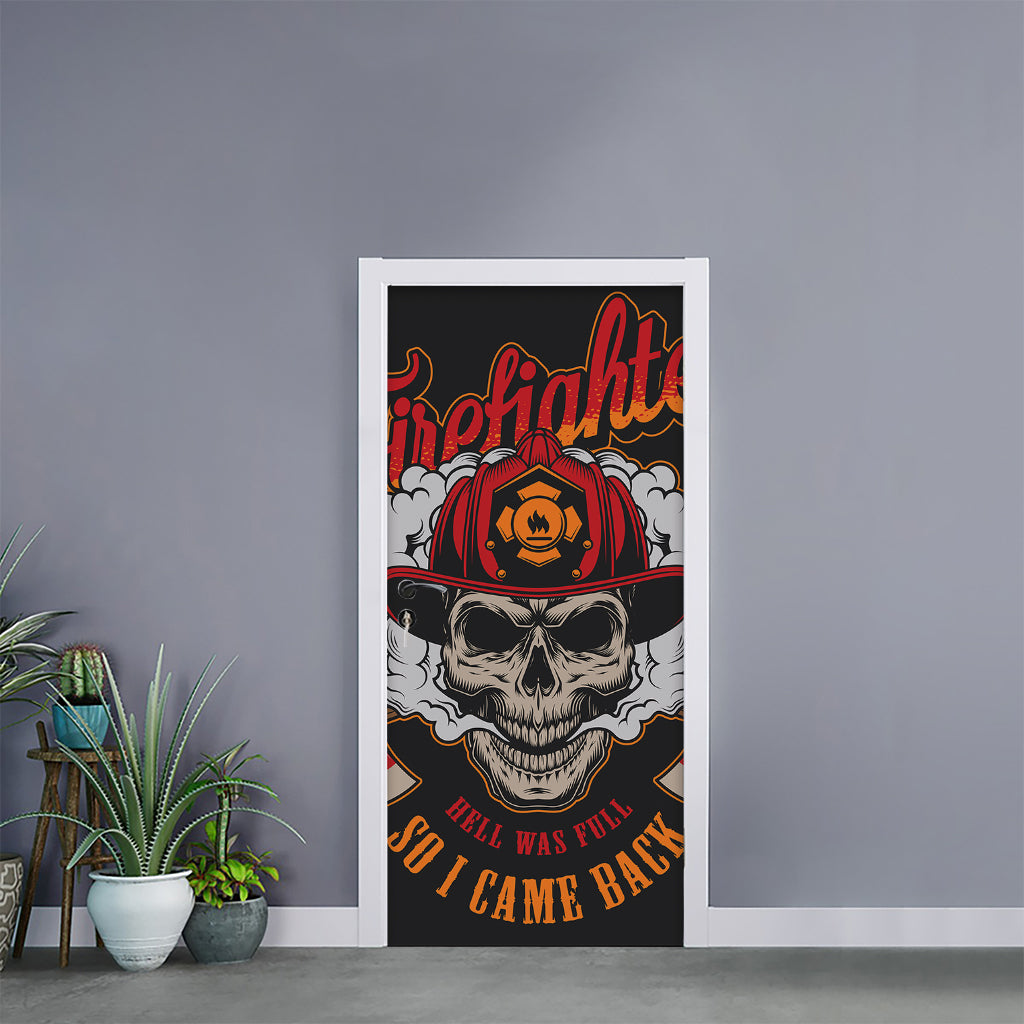 Firefighter Department Skull Print Door Sticker