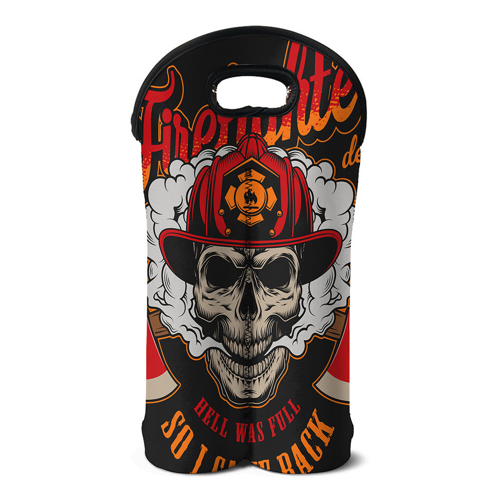 Firefighter Department Skull Print Double Neoprene Wine Tote