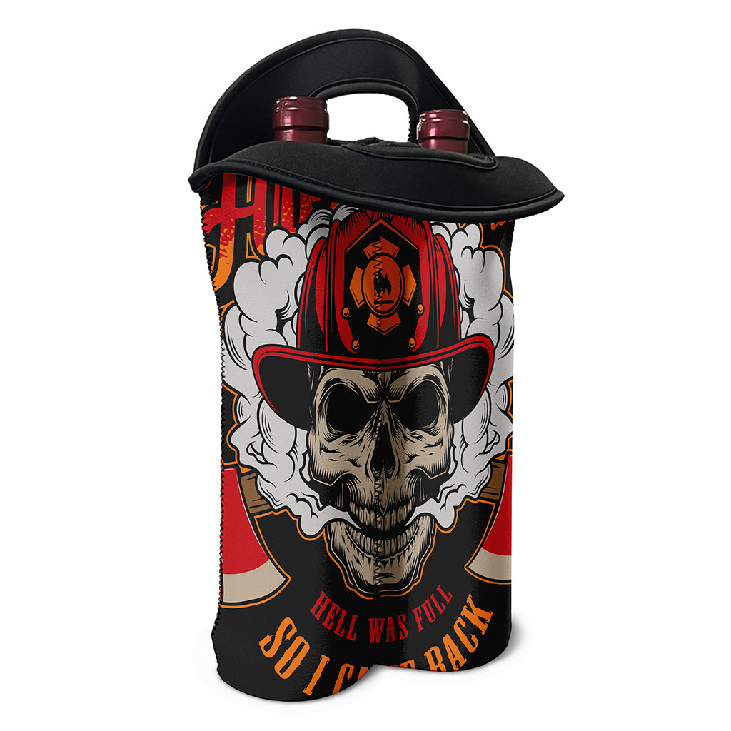 Firefighter Department Skull Print Double Neoprene Wine Tote