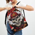 Firefighter Department Skull Print Drawstring Backpack