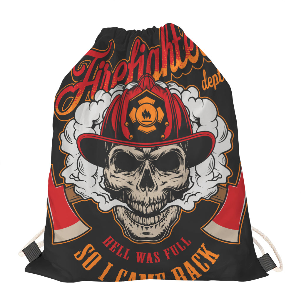 Firefighter Department Skull Print Drawstring Bag