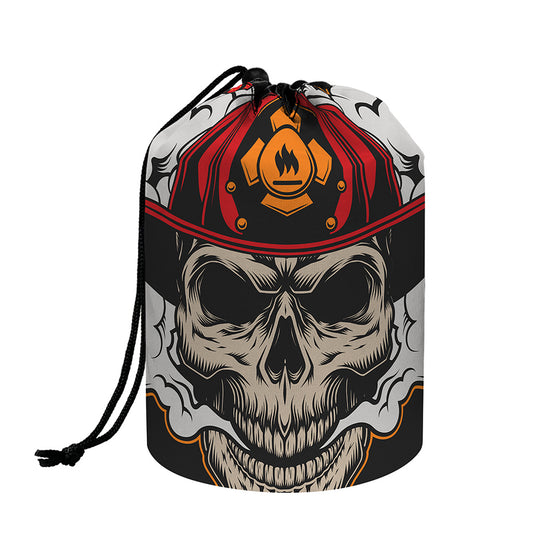 Firefighter Department Skull Print Drawstring Makeup Bag