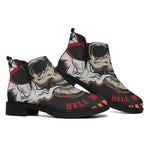 Firefighter Department Skull Print Flat Ankle Boots