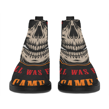 Firefighter Department Skull Print Flat Ankle Boots