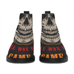 Firefighter Department Skull Print Flat Ankle Boots
