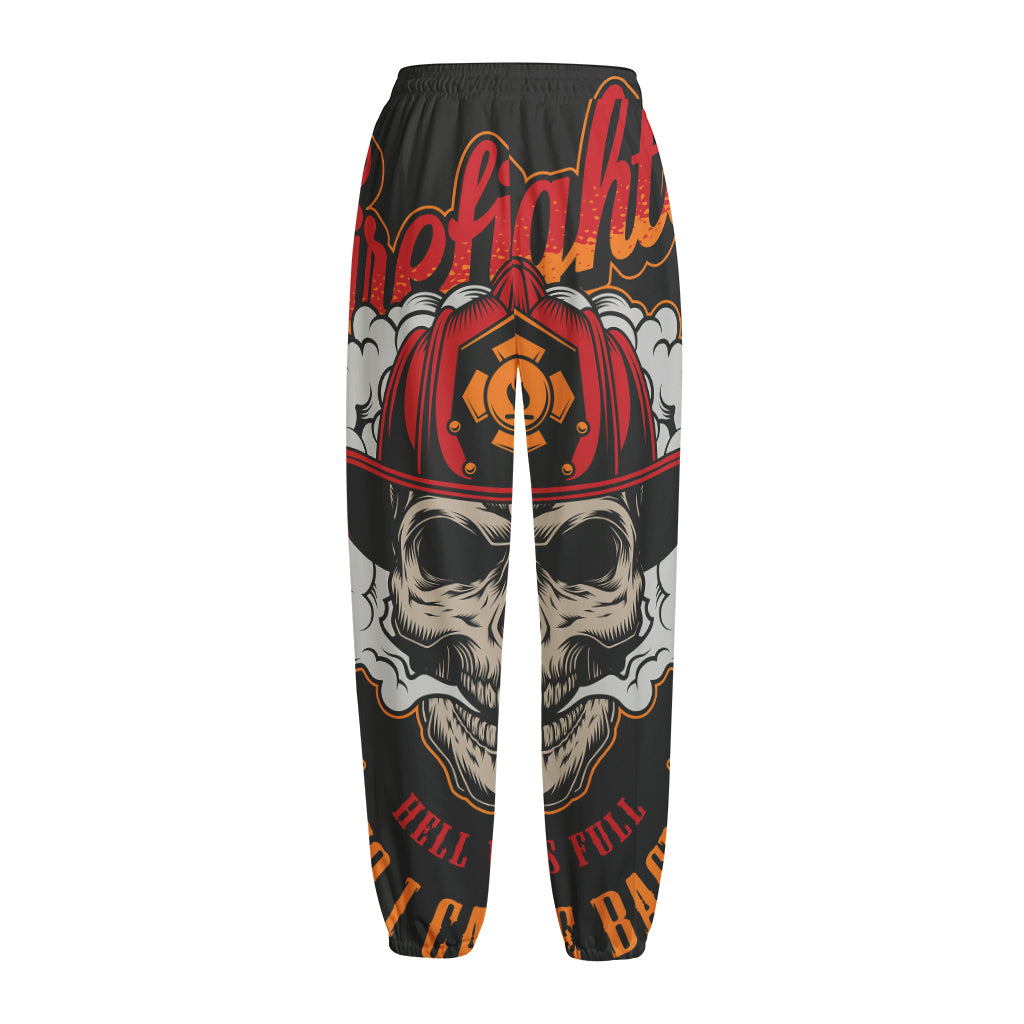 Firefighter Department Skull Print Fleece Lined Knit Pants