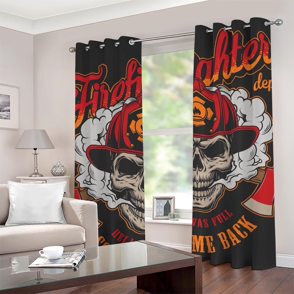 Firefighter Department Skull Print Grommet Curtains