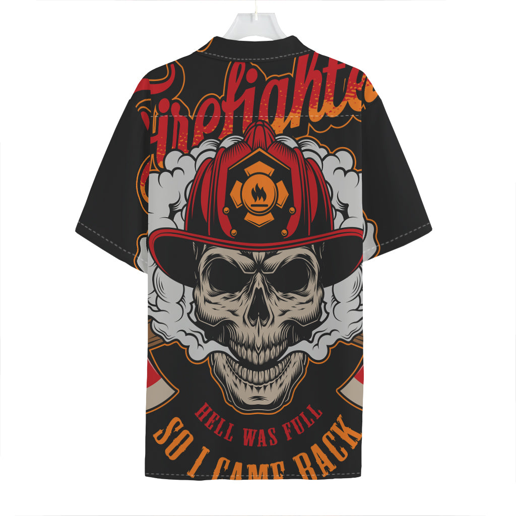 Firefighter Department Skull Print Hawaiian Shirt