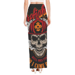 Firefighter Department Skull Print High Slit Maxi Skirt