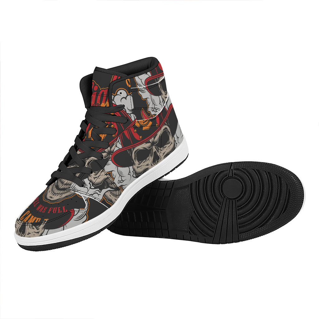 Firefighter Department Skull Print High Top Leather Sneakers