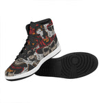 Firefighter Department Skull Print High Top Leather Sneakers