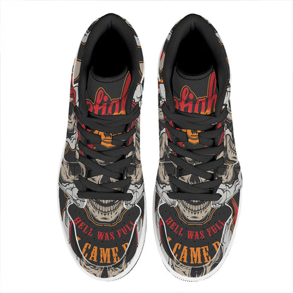 Firefighter Department Skull Print High Top Leather Sneakers
