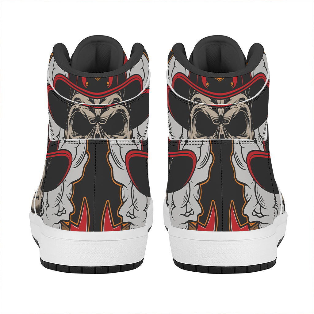 Firefighter Department Skull Print High Top Leather Sneakers