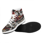 Firefighter Department Skull Print High Top Leather Sneakers