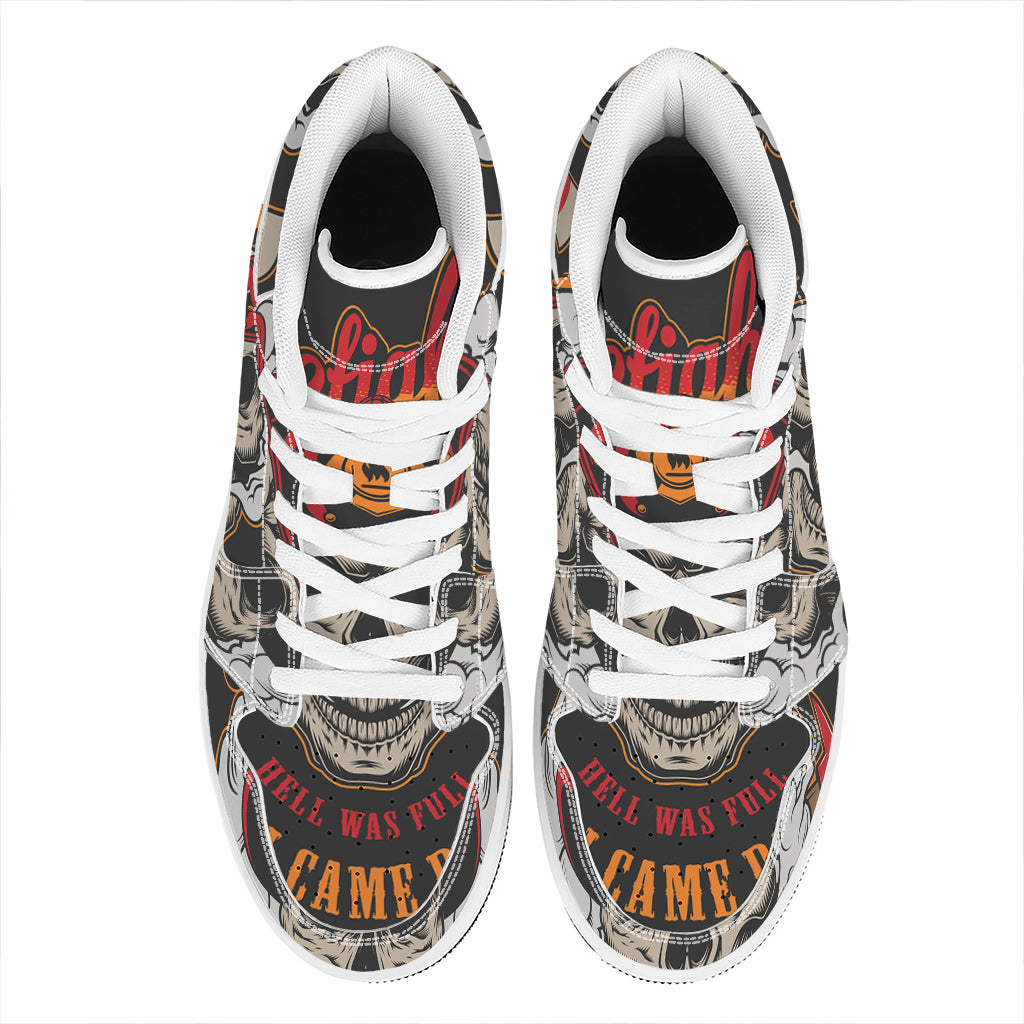 Firefighter Department Skull Print High Top Leather Sneakers