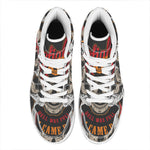 Firefighter Department Skull Print High Top Leather Sneakers