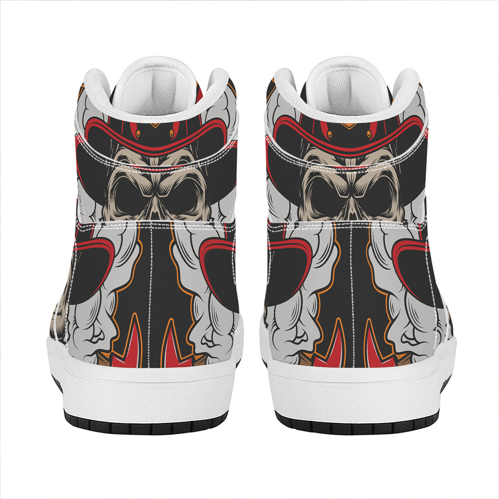 Firefighter Department Skull Print High Top Leather Sneakers