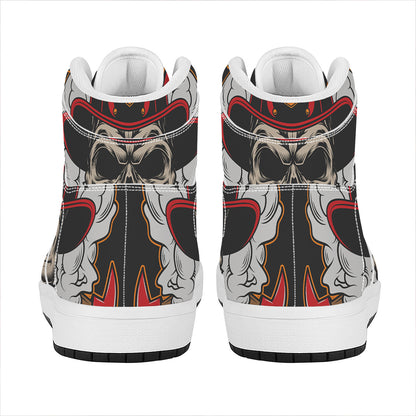 Firefighter Department Skull Print High Top Leather Sneakers