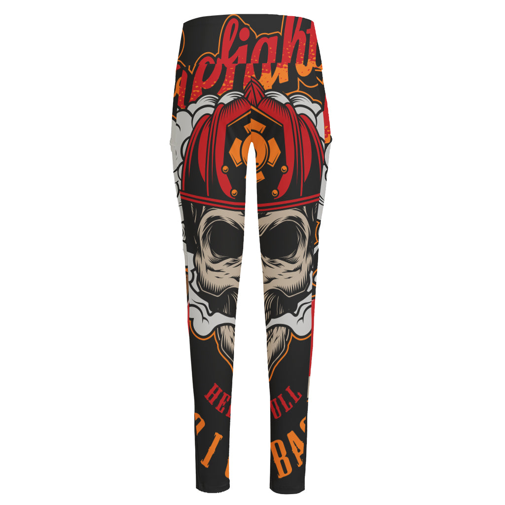 Firefighter Department Skull Print High-Waisted Pocket Leggings