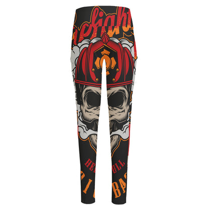 Firefighter Department Skull Print High-Waisted Pocket Leggings