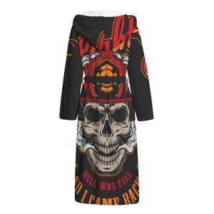 Firefighter Department Skull Print Hooded Bathrobe