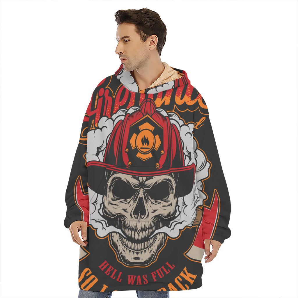 Firefighter Department Skull Print Hoodie Blanket