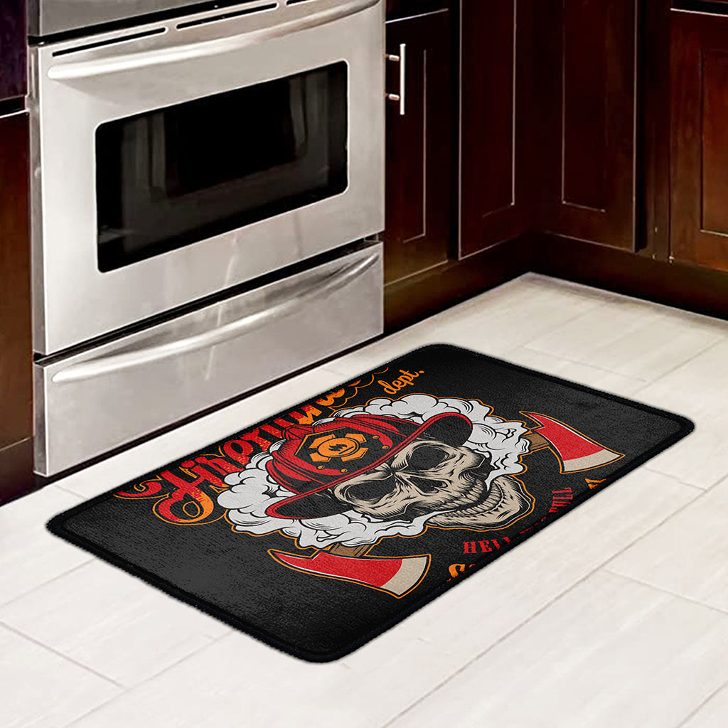 Firefighter Department Skull Print Kitchen Mat