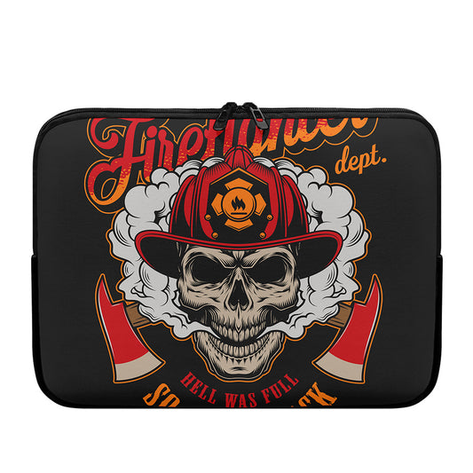 Firefighter Department Skull Print Laptop Sleeve