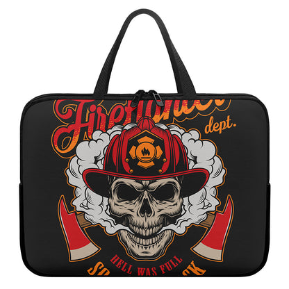 Firefighter Department Skull Print Laptop Sleeve With Handle