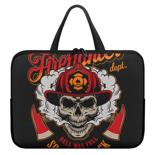 Firefighter Department Skull Print Laptop Sleeve With Handle