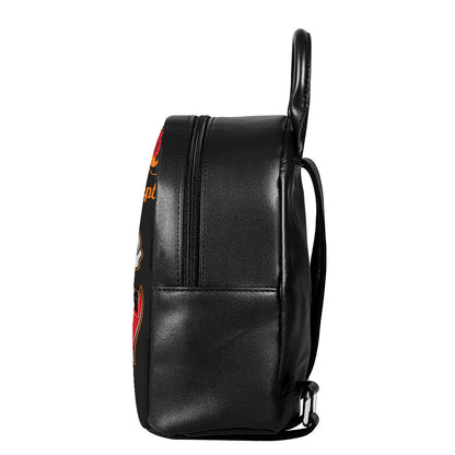 Firefighter Department Skull Print Leather Backpack