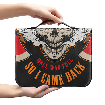 Firefighter Department Skull Print Leather Bible Cover