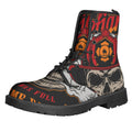 Firefighter Department Skull Print Lace-Up Boots