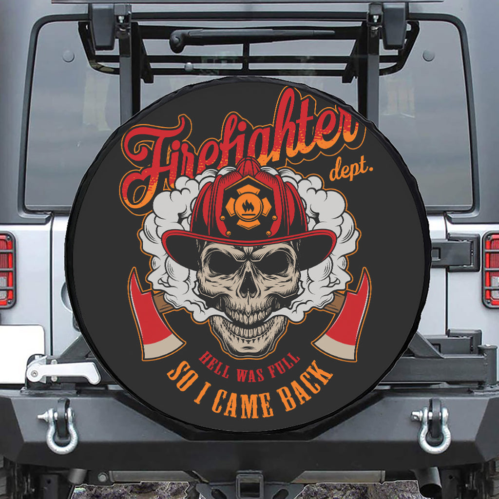 Firefighter Department Skull Print Leather Spare Tire Cover