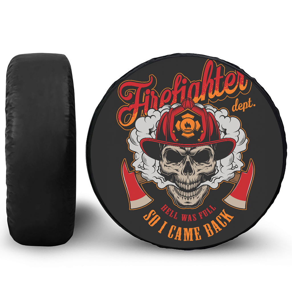 Firefighter Department Skull Print Leather Spare Tire Cover