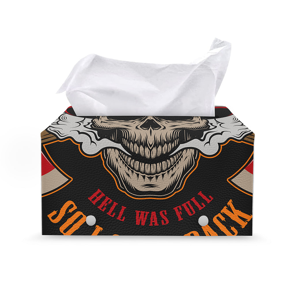 Firefighter Department Skull Print Leather Tissue Box Cover