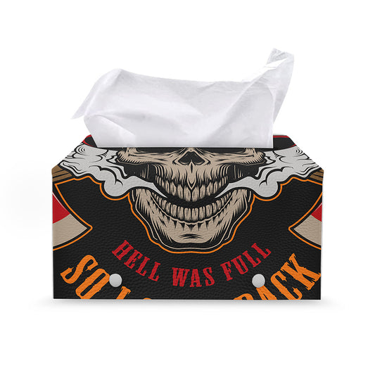 Firefighter Department Skull Print Leather Tissue Box Cover