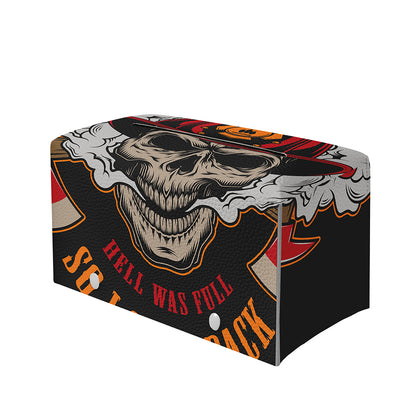 Firefighter Department Skull Print Leather Tissue Box Cover
