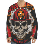 Firefighter Department Skull Print Long Sleeve Baseball Jersey